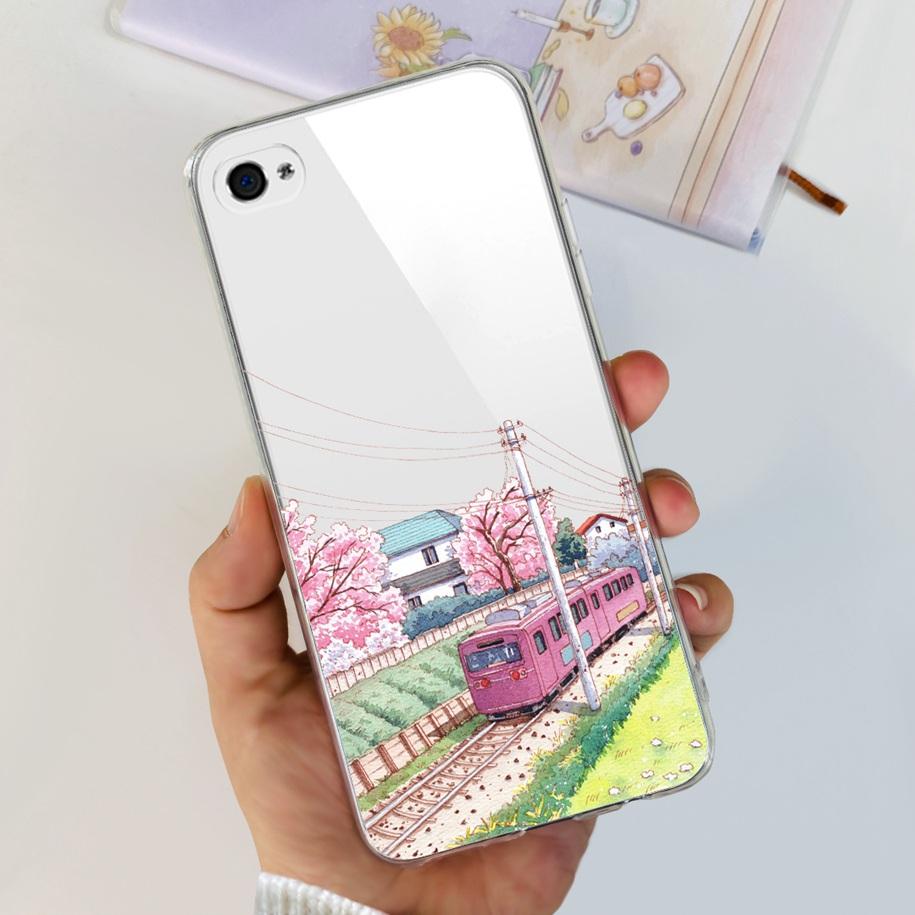 For Apple iPhone 4 Case Popular Flower Astronaut Clear Funda Soft Silicone Cover For iPhone 4s 4 s Bumper for iPhone4 Coque Capa
