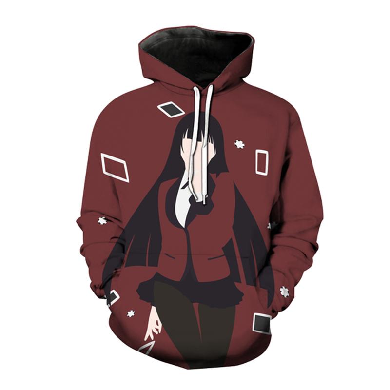 Kakegurui толстовки с 3D принтом аниме для мужчин и женщин, повседневная модная толстовка, толстовка большого размера, Harajuku, модные пуловеры с капюшоном