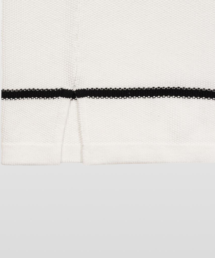 MANNERGRAM Striped Boat Neck 100% Cotton Short Sleeve Knit White