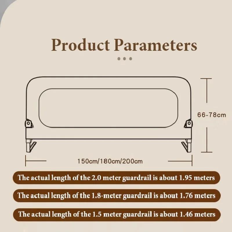 1pcFoldable Baby Bed Guardrail Bedroom Railings for Children Sleeping Protective Barrier Anti-Fall Bed Safety Rails Infant Fence