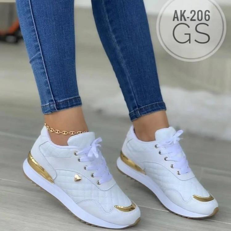 Women's Sneakers Fashion Metal Chain Solid Color Leather Non-slip Platform Vulcanized Shoes Casual Lace Up 2024 Fall New Loafers