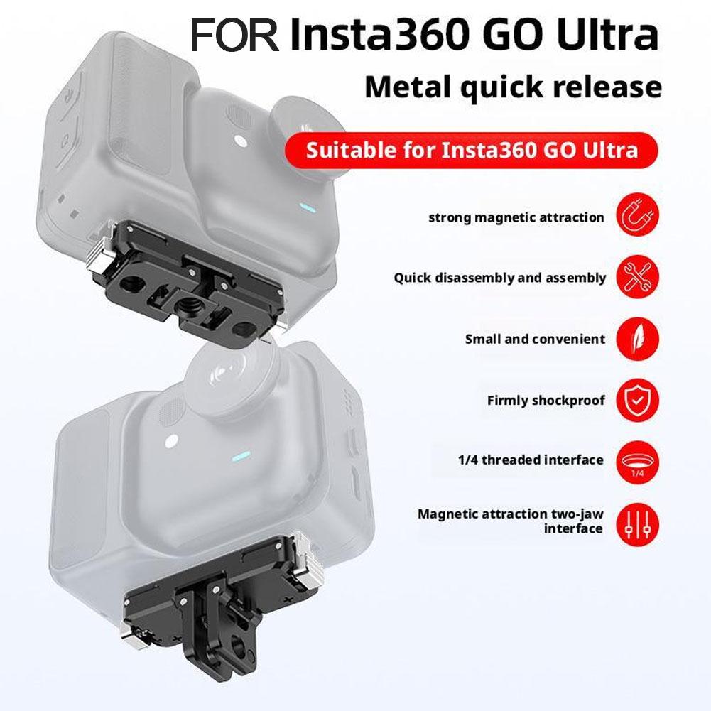 Metal Magnetic Quick Release Base For Insta360 Go Ultra Aluminum Alloy Extension Mount Adapter Holder Bracket Camera Accessories