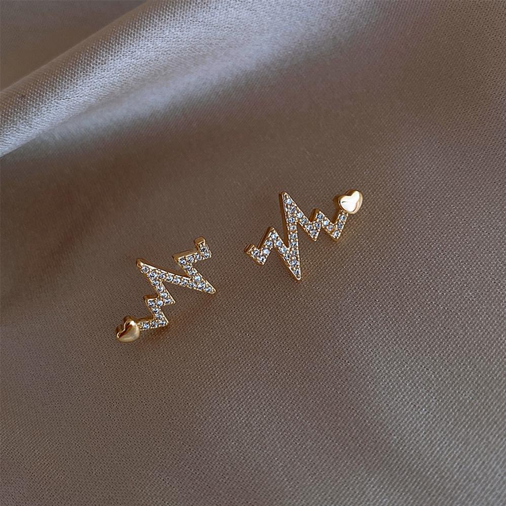 Accessories Female Zircon Fashion Creative Women's Jewelry Stud Earrings Heartbeat Earrings Heart