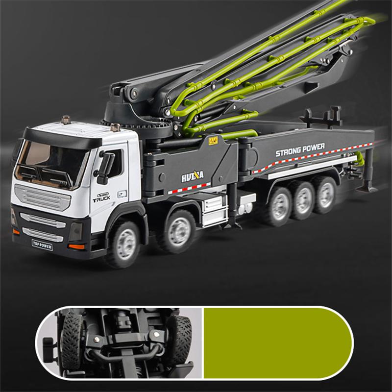 1/50 Литая под давлением модель автобетононасоса Металлическая модель автобетононасоса для транспортировки цемента Инженерная машина Модель Детская игрушка Подарок