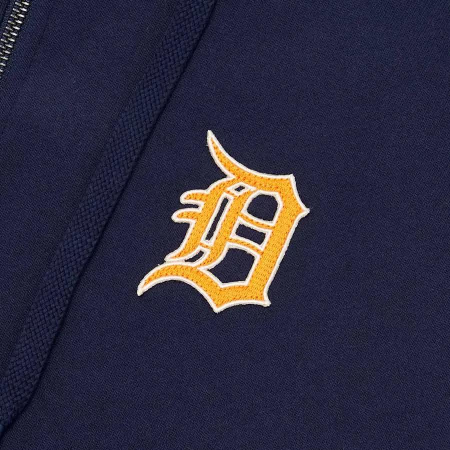 Мужская куртка-бомбер с капюшоном и молнией с принтом логотипа MLB Detroit Tigers Синяя 3ATRB0426-46NYD