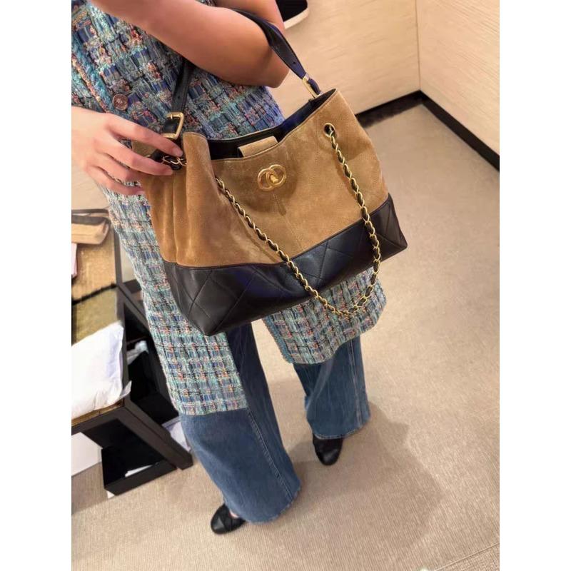 Замшевая коричневая сумка-тоут женская большой вместимости новая сумка на цепочке ретро сумка подмышку