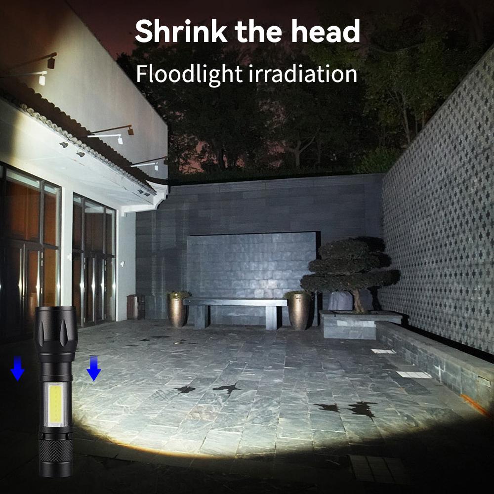 Мини-перезаряжаемый светодиодный фонарик COB + XPE, портативный фонарь для кемпинга, масштабируемый фокусный светильник, тактический фонарик с зажимом для ручки