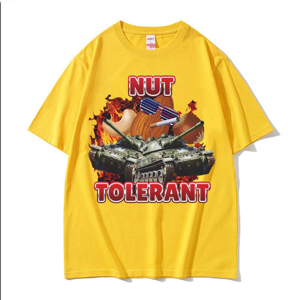 Nut Tolerant Funny Goofy Ahh Meme Tshirts Unisex High Street Vintage Short Sleeve T Shirt Men Summer Fashion Oversized Tees