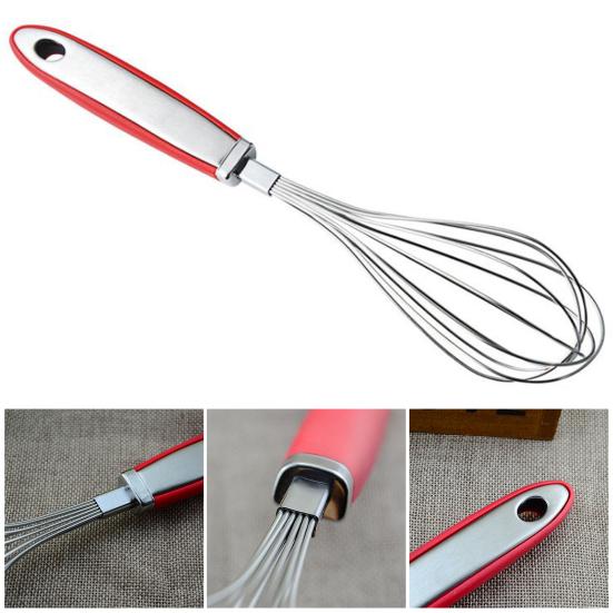 12-Inch Stainless Steel Egg Whisk Anti-slip Rubber Handle Handheld Manual Egg Mixer Stirrer Beater Kitchen Baking Cooking Tool