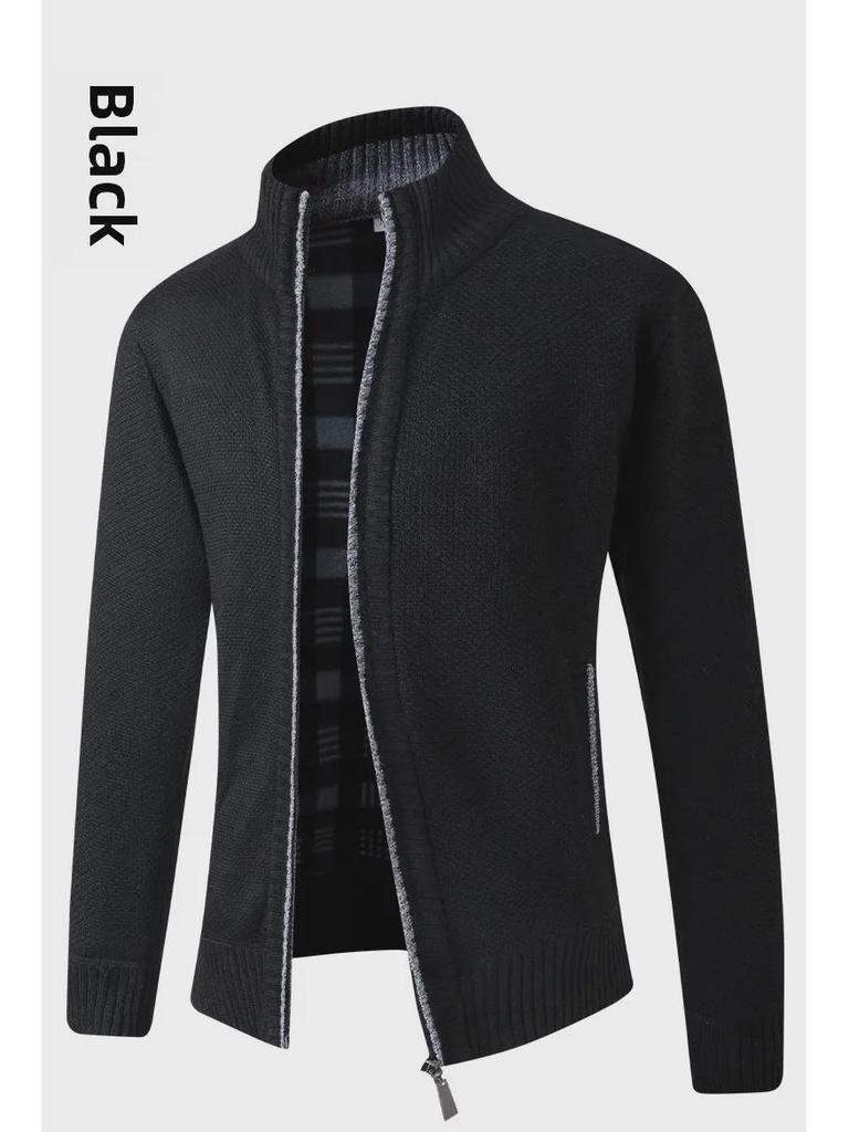 European Men's Thick Knitted Stand Collar Sweater Cardigan 2022 Edition