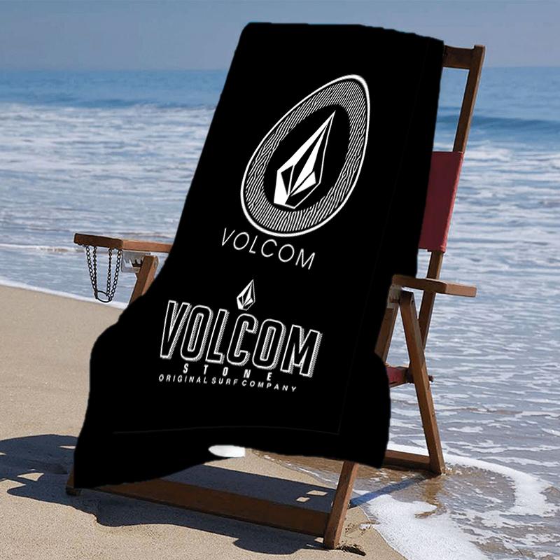 proof beach towel with a V-VOLCOM LOGO pattern - soft,absorbent,quick-drying,machine washable - perfect for swimming,camping,bathing