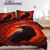 Crow Pattern Bedding Quilt Set Quilt Cover Pillowcase Home Decoration Birthday Gift (1 * duvet cover + 2 * pillowcase, without core)
