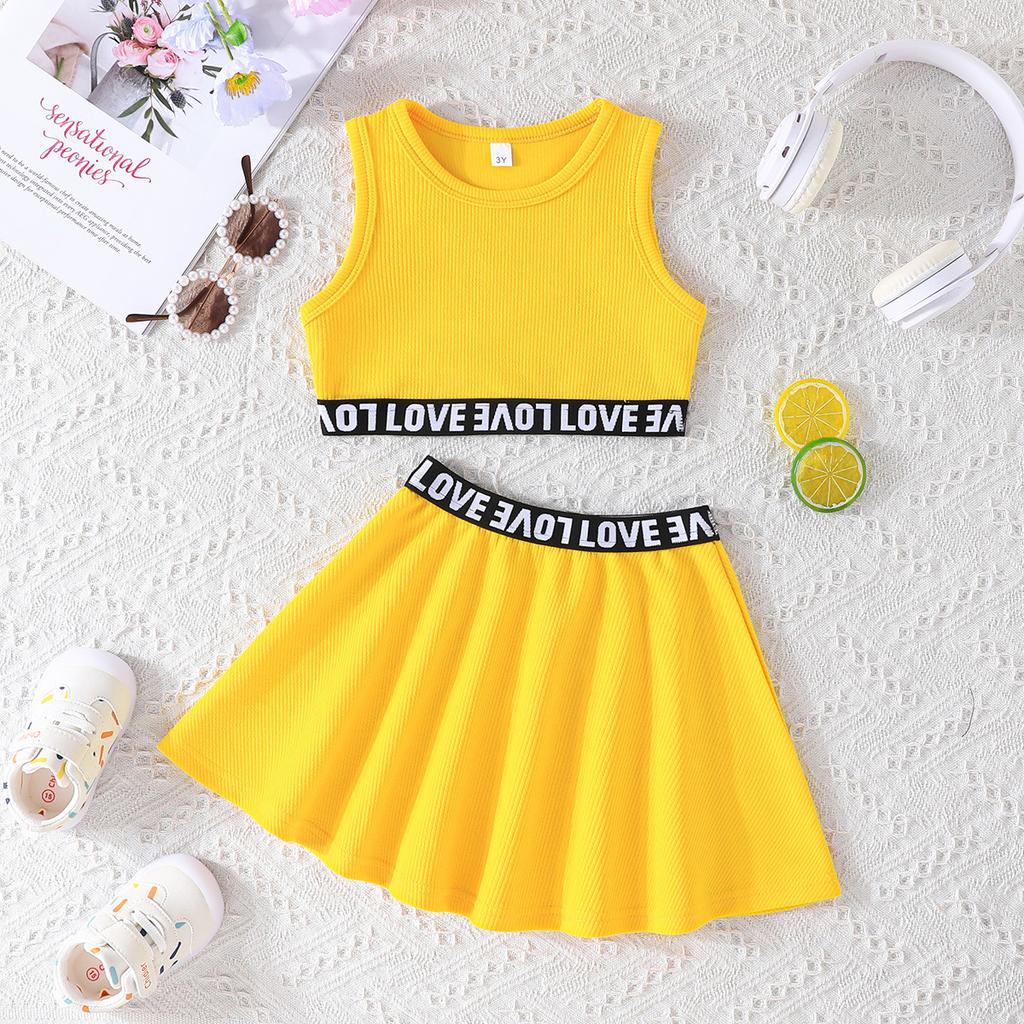 New Kids 3-7Y Summer Clothing Beach Style Girl's Suit Skirt Sweet Sports Style Skirt Suit