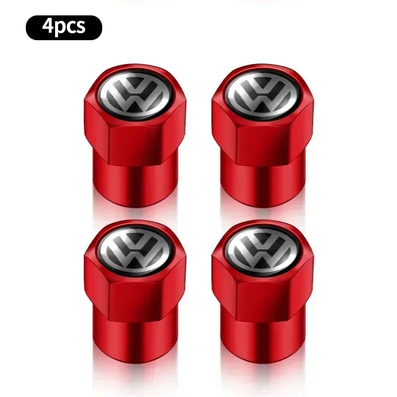 For VW 4PCS Aluminum Alloy Car Wheel Tire Valve Caps For Volkswagen VW GTI R Line R32 Touareg Passat Polo Jetta MK4 Auto Accessories EN1