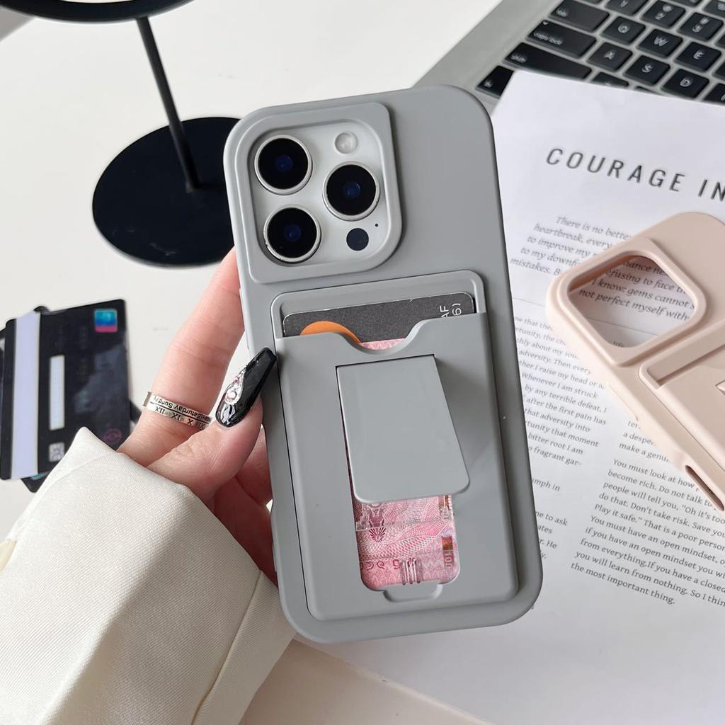 Держатель для карт подходит для чехлов для телефонов Apple 16pm с вставкой для карт, с IP14/15, с полным покрытием с эффектом кожи и противоударным защитным чехлом