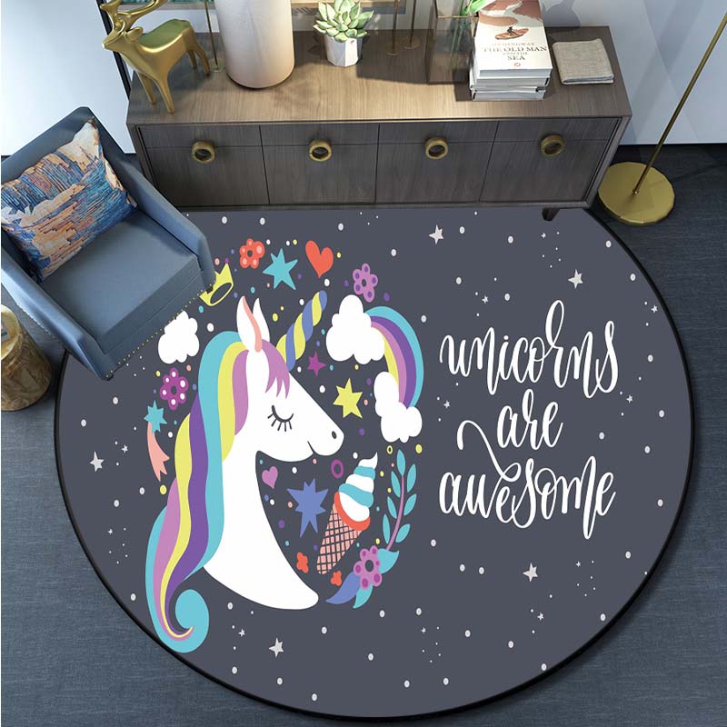 Коврик с принтом Русалки и единорога, круглый ковер с рисунком, коврик для кухни, спальни, игровой коврик для детской комнаты, детский игровой коврик, домашний декор