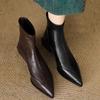 Pointed Toe Low Heel Ankle Boots Women Back Zip Short Design Winter Botas Mujer Soft Leather Chunky Botines Shoes For Woman
