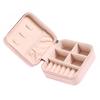 Portable Jewelry Case Multiple Grids Lightweight Mini Travel Jewellery Box with Zipper for Home Business Trip Pink