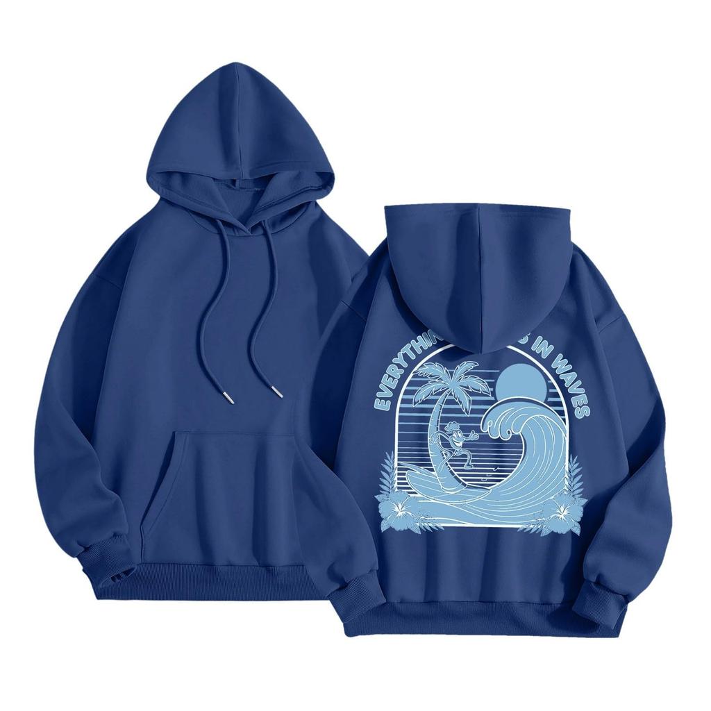 Женская модная толстовка с длинным рукавом, принтом букв, капюшоном, завязками, большим карманом, толстовка сверху