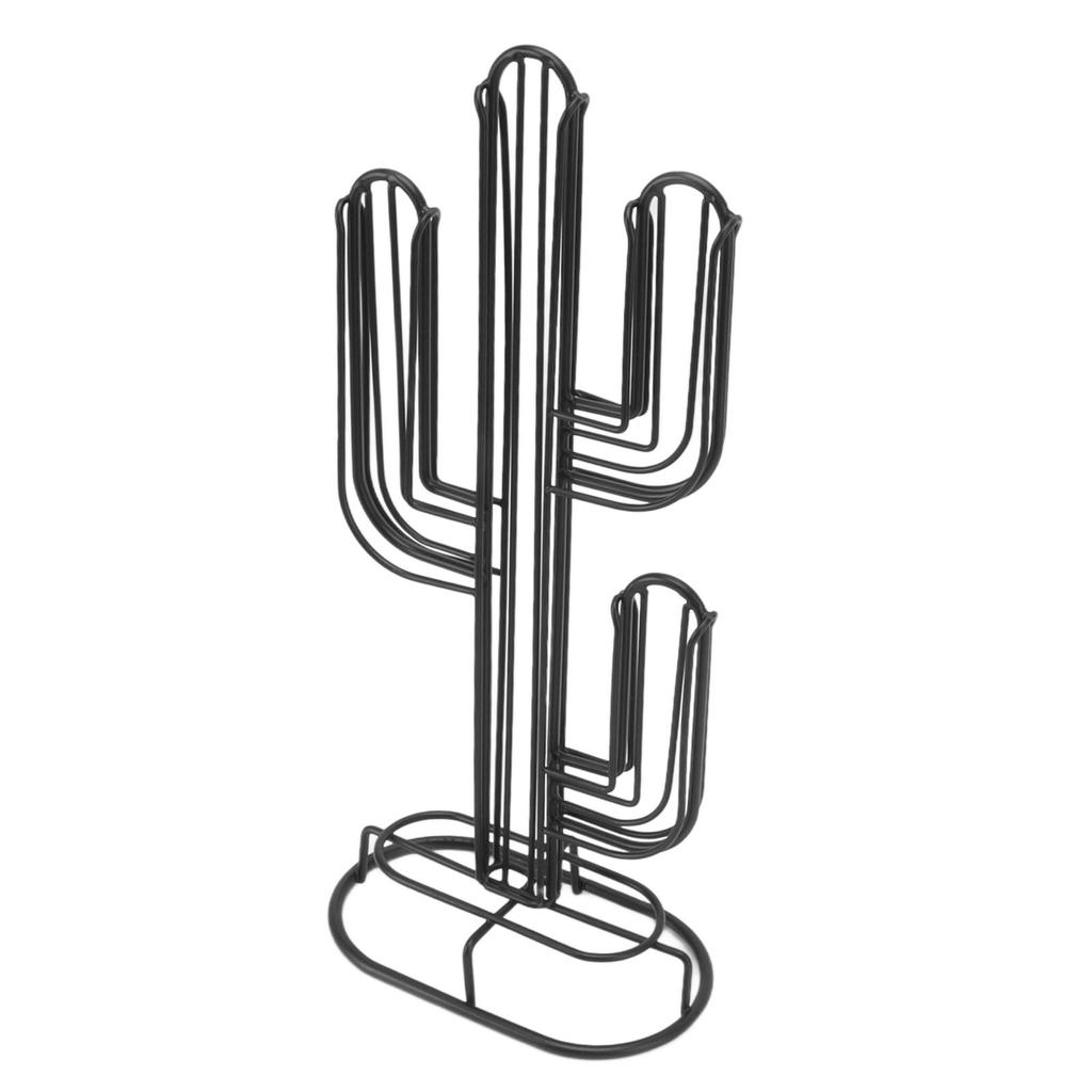 Cactus Shaped Coffee Pod Holder Home Black Iron Coffee Capsule Storage Stand Organizer Holds 48 Coffee Pods