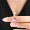 Diamond Mounted Amethyst Stone Star Charm Rose Color Silver Necklace