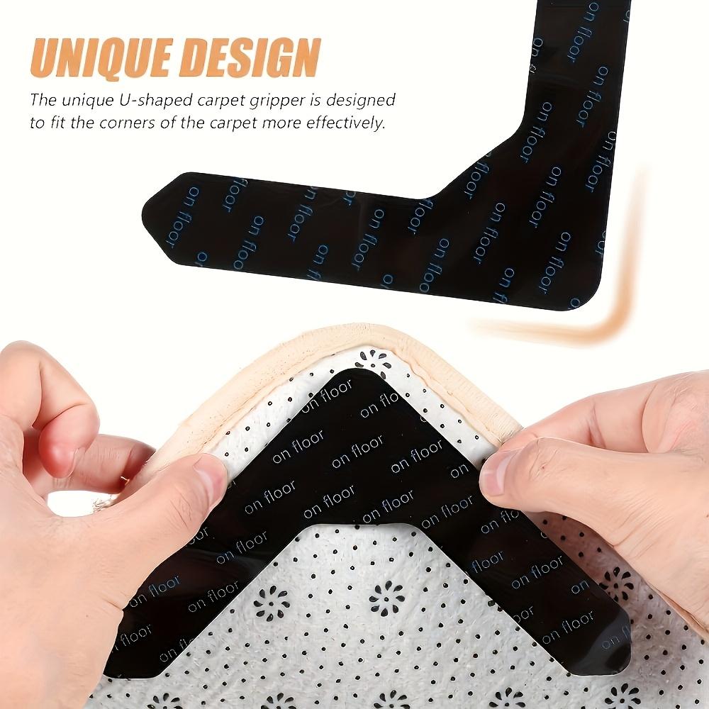 16 Pcs Washable Reusable PU Double Sided Carpet Grippers for Hardwood Floors, Keep Carpet Edges Flat, Prevent Curling