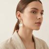 Elegant White Petal Earrings Resin Gold Shell Drop Earrings Shiny Layered Dangle Earrings Vacation Style