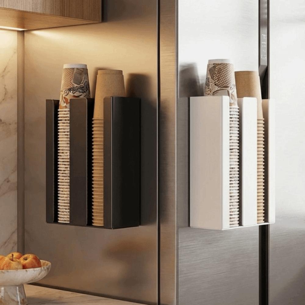 Wall Mounted Magnetic Disposable Cup Holder Iron Cup Storage Rack Paper Cup Dispenser Coffee Shop