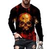 Футболка мужская с длинным рукавом и круглым вырезом с принтом черепа 3D Digital Printed Spring Autumn