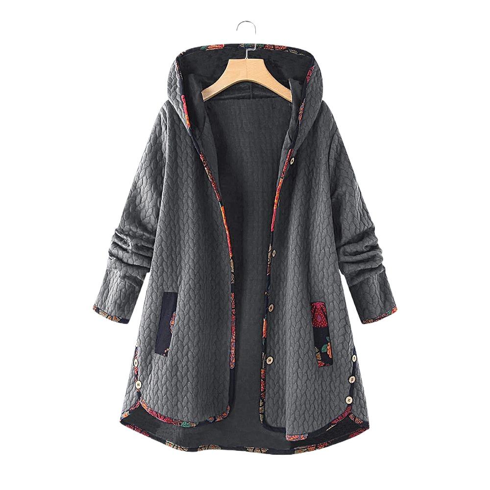 Women's Hooded Loose Ladies Top Coat Long Sleeve Large Size Mother Cotton-padded Woman