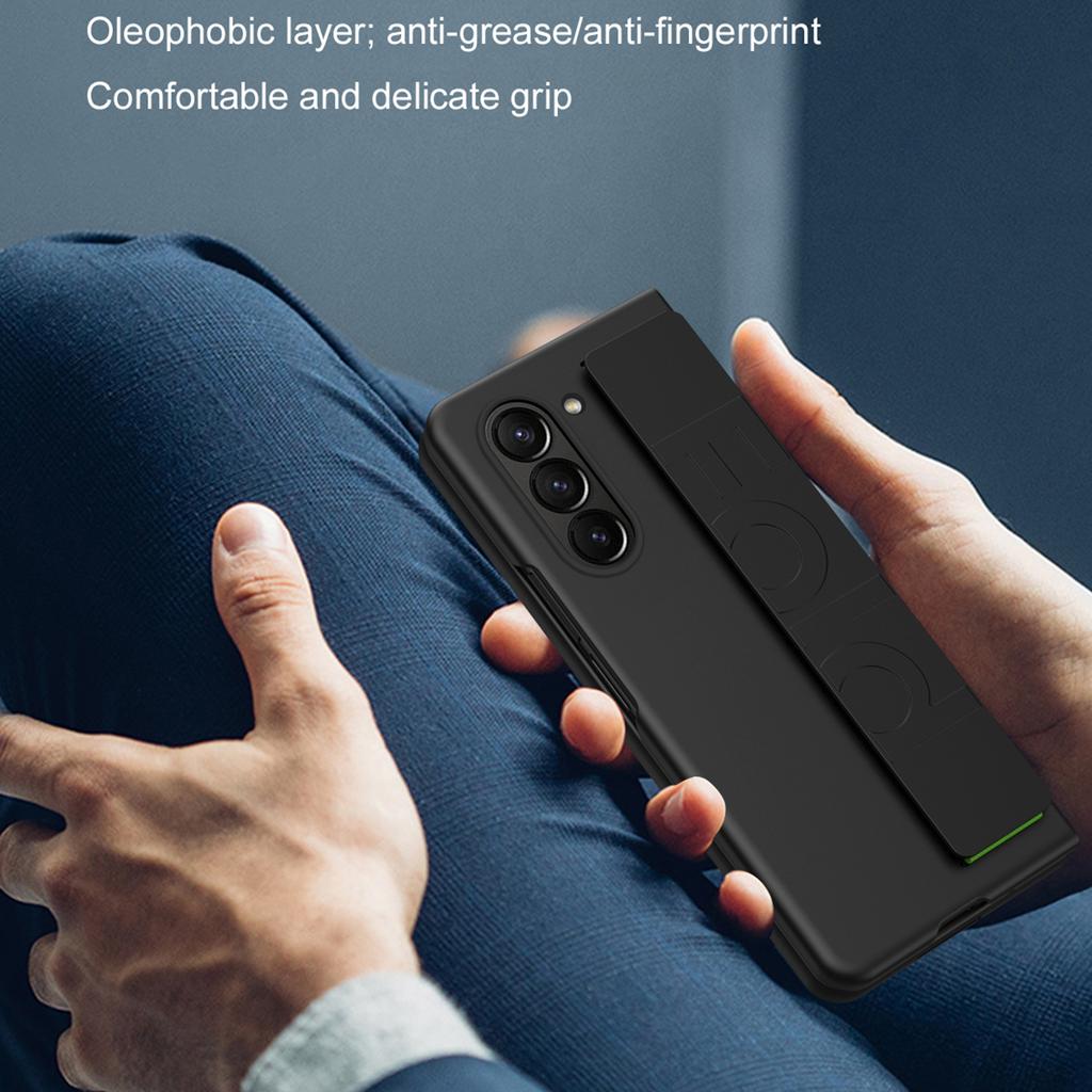 Для Samsung Galaxy Z Fold6 5G Чехол Skin-Touch из ПК с защитой от отпечатков пальцев и эластичным ремешком на запястье