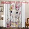 2D FLAT PRINTING 2pcs Curtains (Without Rod) Easter Bunny with Flowers Popular Curtains Digital Printed Fabric Curtains Art Deco