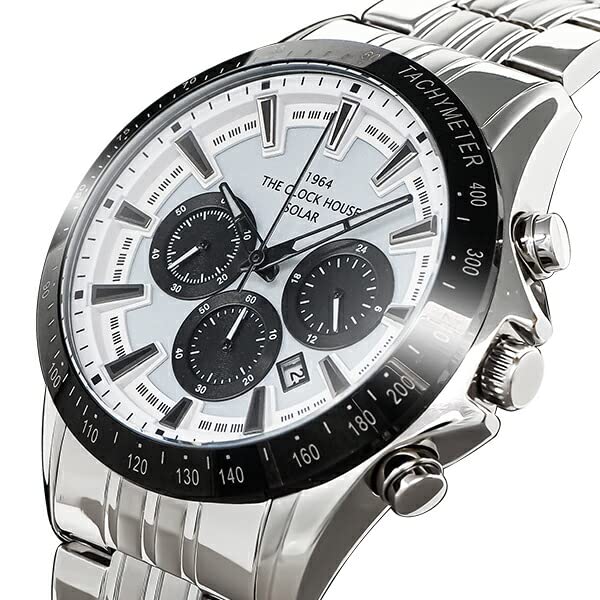 Часы Clock House Business Casual Solar Chronograph, белые и черные, цвет «панда», мужские, MBC1003-WH1A