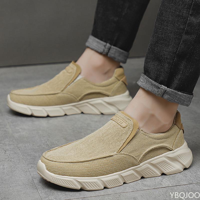 Мужская обувь 2024 года, новая мужская повседневная обувь, дышащая классическая парусиновая обувь без застежек для мужчин, дышащие кроссовки для ходьбы, мужские мокасины