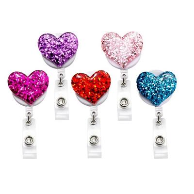 Держатель для бейджа из смолы Heart, держатель для удостоверения личности с именем для медсестры, студента, выдвижной держатель для бейджа из силикона, выставочный ящик для офиса