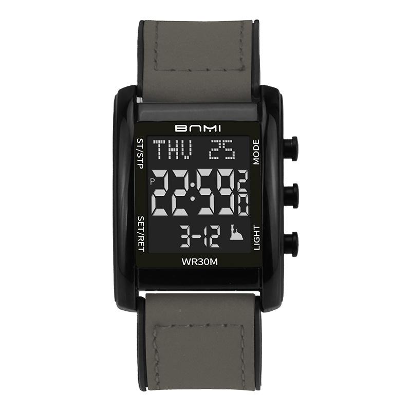 BNMI Men's Digital Watch Multifunctional Square Electronic Man Watches Luminous Weekly LED Display Alarm Stopwatch