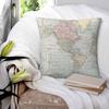 Vintage World Map  Square Pillowcase Pillow Cover Polyester Cushion Decor Comfort Throw Pillow for Home Bedroom