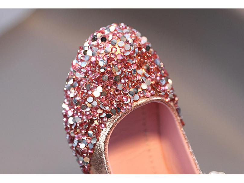 Туфли из кожи на высоком каблуке с кристаллами для девочек — туфли для подиума для маленьких девочек 2024 года.