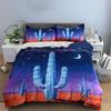 Blue cacti with stars. Bedding sets Duvet cover sets Duvet covers Pillowcases(1 * Duvet Cover 2 * Pillowcases without duvet insert)