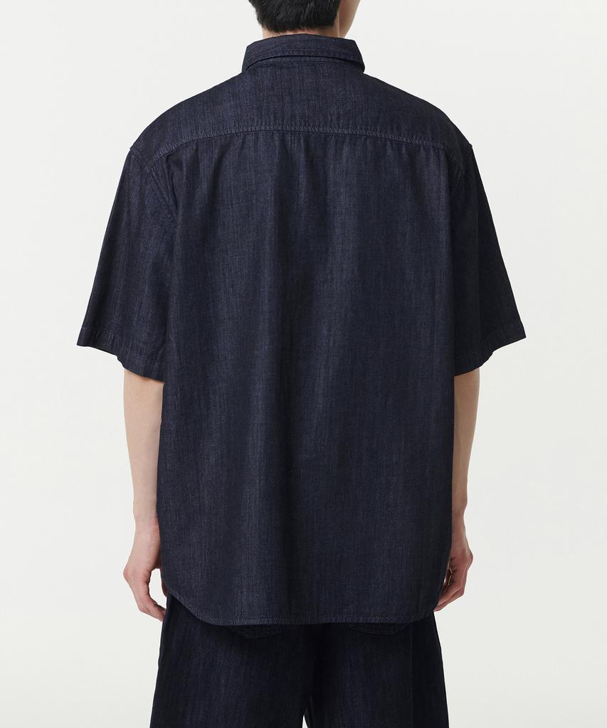 MUSINSA STANDARD Relaxed Short Sleeve Denim Shirt [Deep Indigo]