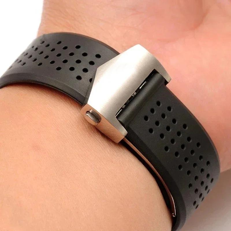 Ремешок для часов из натурального каучука для TAG HEUER GRAND CARRERA, водонепроницаемый спортивный ремешок 22 мм 24 мм, мягкий силиконовый браслет для часов