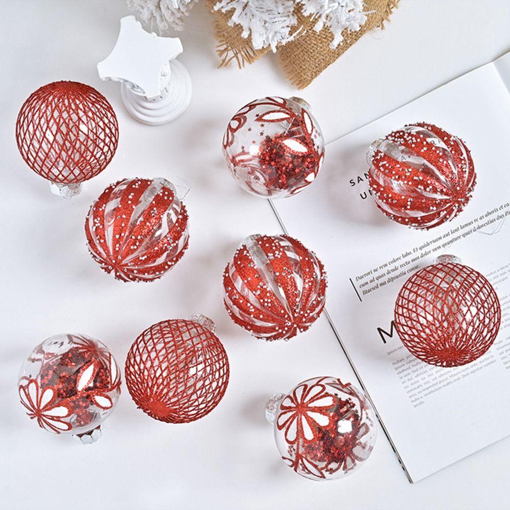 9pcs 8cm Painted Christmas Balls Pendant Christmas Tree Pendants  Home New Year Festival Gift