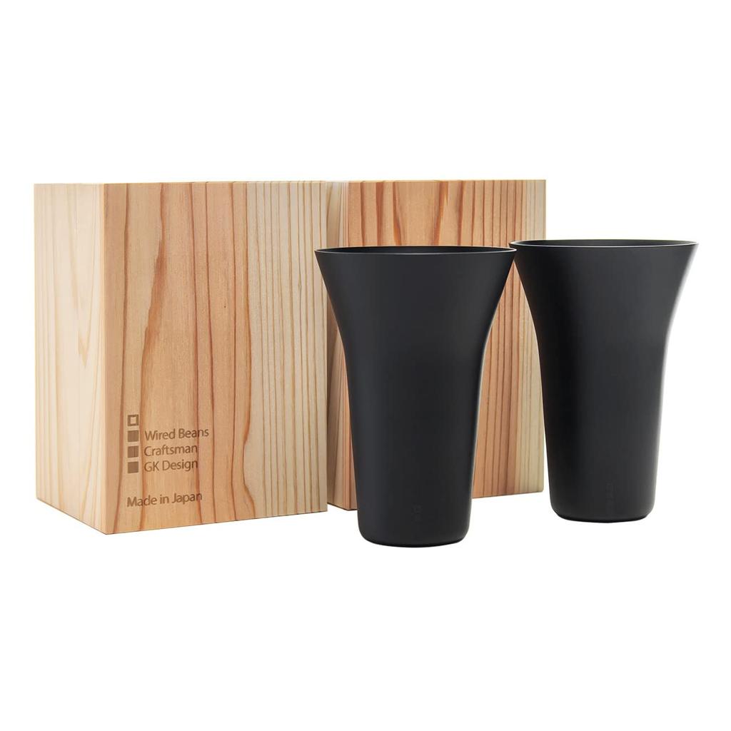 Wired Beans Glasses To Last a Lifetime Tumbler 240 Lightly Blown Set of 2 Tumbler Glasses 360ml Matte Set of Cedar Box (Black 2)
