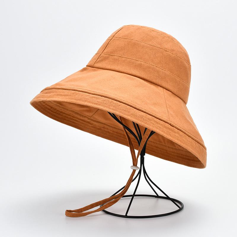 Fashion Womens Summer Sun Hat With Large Brim Cotton Linen Uv Sunshade Foldable Beach Cap