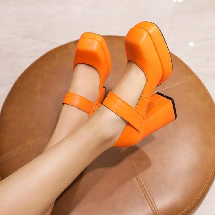 Женские туфли-лодочки из искусственной кожи на толстом высоком каблуке с квадратным носком, лаконичные вечерние туфли Мэри Джейн на весну и осень, черные, белые, красные туфли на платформе