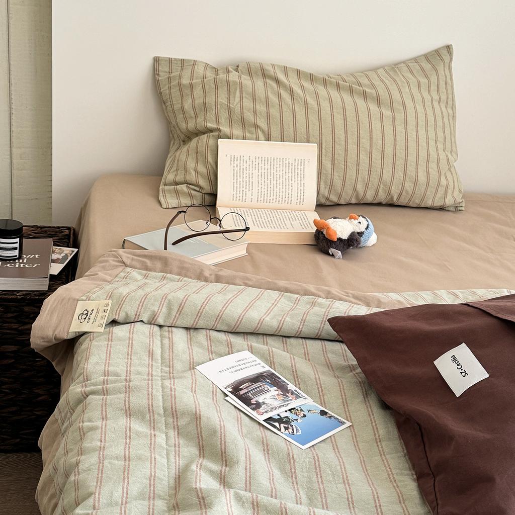 Class A Spring And Summer Dyed Washed Cotton Striped Summer Cool Quilt Machine Washable Pure Cotton Skin-Friendly And Breathable Air Conditioner Quilt