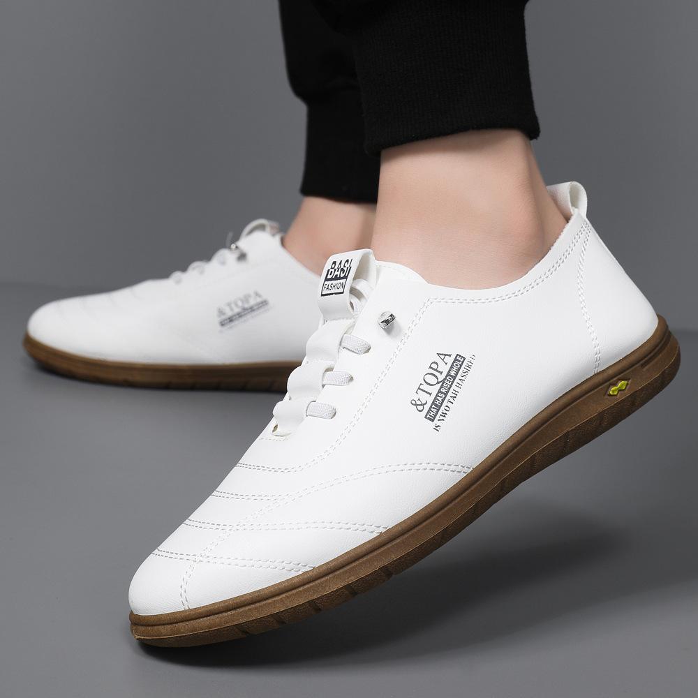 Осенние повседневные кожаные туфли на мягкой подошве мужские деловые повседневные туфли маленькие белые туфли British Tide Tower однопедальные мужские кожаные туфли Doudou