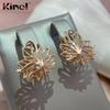 Kinel Fashion Glossy Leaf Rose Gold Earrings For Women