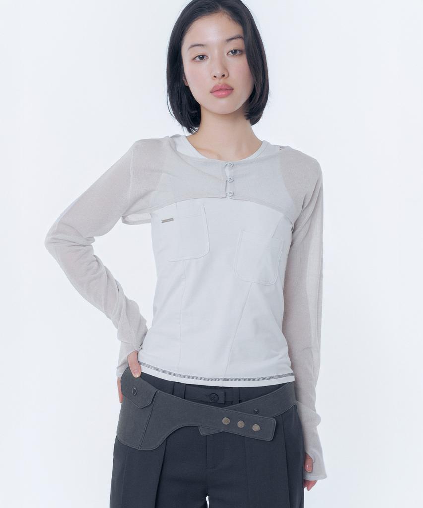 MISEKI SEOUL Pocket Pointed Sleeveless Gray