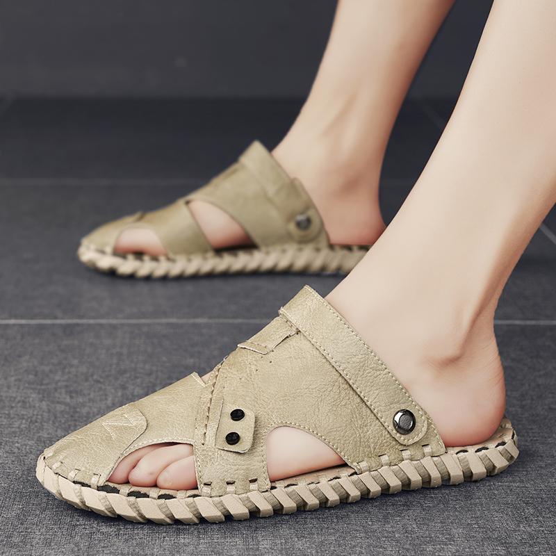 Fashion Handmade Soft Bottom Casual Men Sandals Fashion New Beach Trekking Shoes Non-Slip Quick Drying Summer Male Genuine Leather